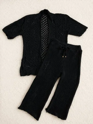 Conjunto de tricô Calça+casaco