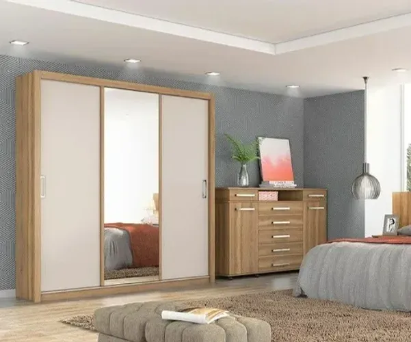Guarda Roupas Casal 3 Portas Residence - Novo - Mega Oferta