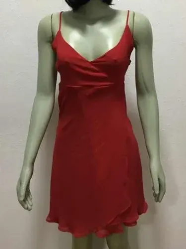Vestido Casual Tamanho P Curto Vermelho Tomate Bom Estado