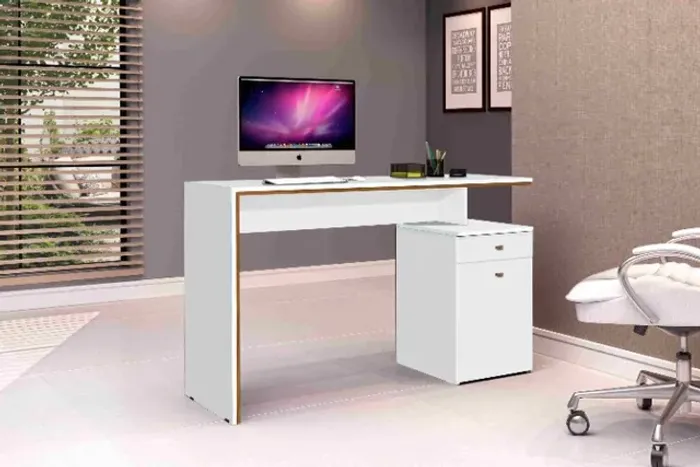 Escrivaninha Office Branco.Freijo Até 12x - Frete Grátis 