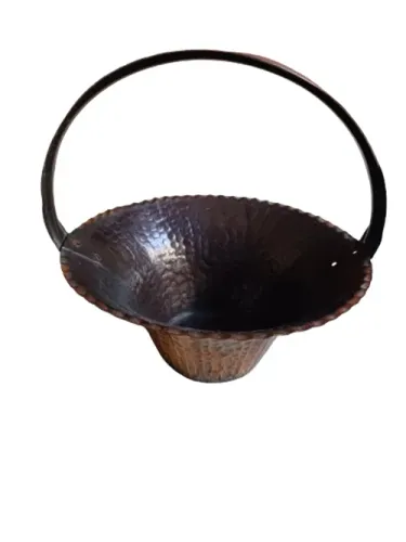 Cesto Cesta Antiga Metálica Cor Bronze Anos 80