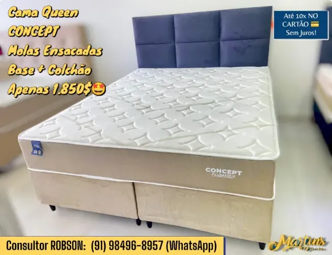 CAMA BOX QUEEN DE MOLAS ENSACADAS