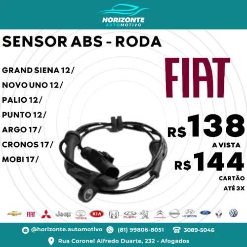 Sensor ABS Roda Grand siena novo uno palio punto 12/ argo cronos mobi 17/