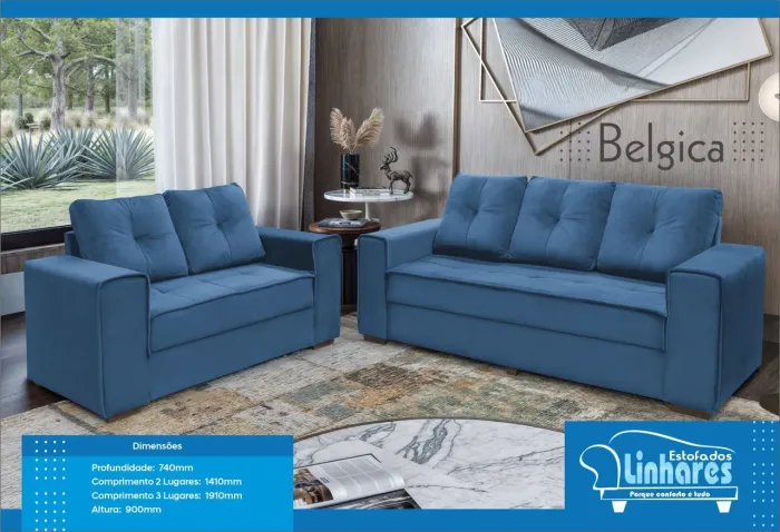 Sofá 2 e 3 Lugares Belgica Estofados Linhares