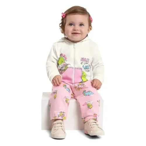 Conjunto para Bebês com Jaqueta e Calça em Moletom Bee Loop