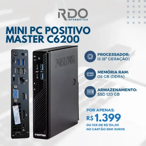 Mini PC Positivo Master C6200 i3 8ª Geração 8GB SSD 120GB - Rápido, compacto e barato!