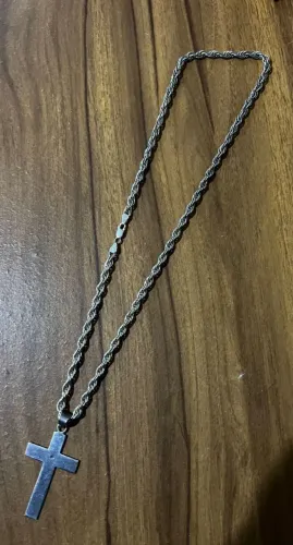 Colar de Cruz de prata 925, Masculino