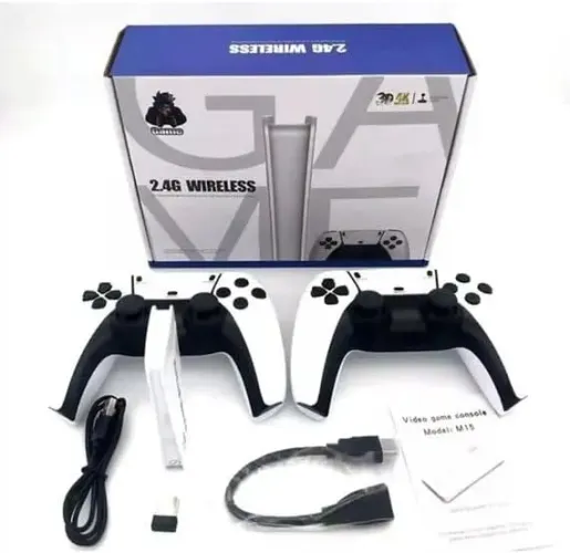 Gamestick Console Retrô M15, 4K HD, 2 Controles Wireless 2.4GHz, 20000+ Jogos, 256MB DDR3