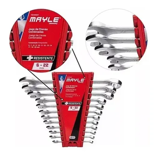 JOGO DE CHAVE COMBINADA MAYLE C/12PCS 6A22MM RACK