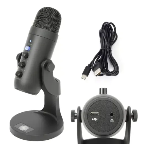 Microfone Condensador USB 360º Ka-1333 Kapbom Preto