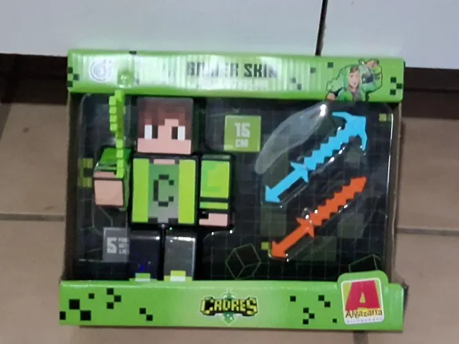Boneco Gamer cadres Minecraft com 3 Acessórios 15 cm
