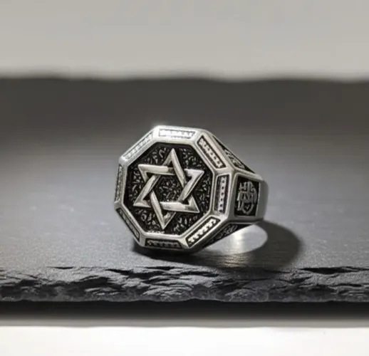 Anel estrela de Davi em aço inoxidável