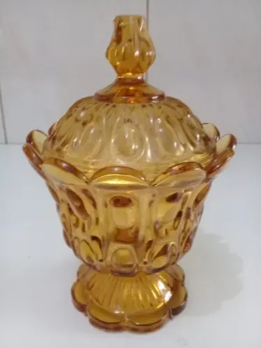 Compoteira vintage âmbar
