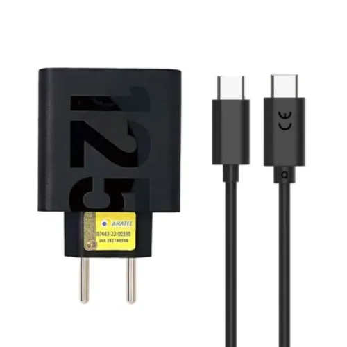 Carregador Turbo Motorola 125w Super Rápido Fonte e Cabo Tipo C p/ Tipo C para Celular