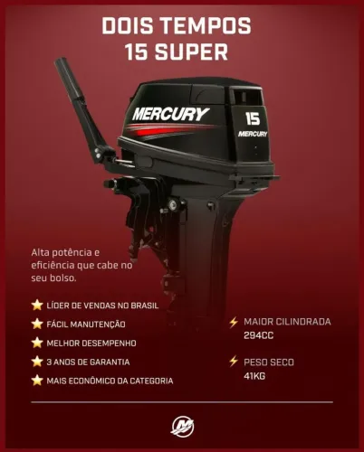Mercury 15HP - Motor de Popa Novo