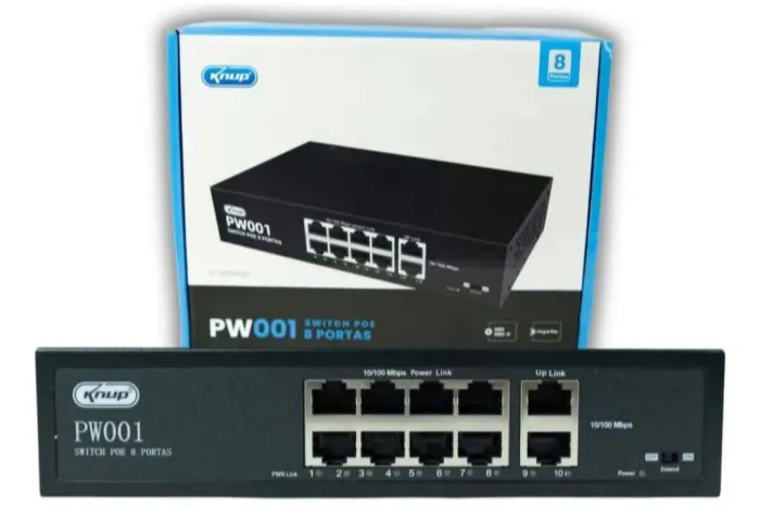 Switch Poe Híbrido 8 Portas Poe + 2 Uplink 10/100mb
