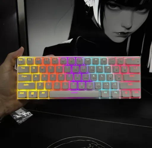 Teclado Gamer AJAZZ NK61 Mecânico 60% RGB Hot-Swap USB-C Branco
