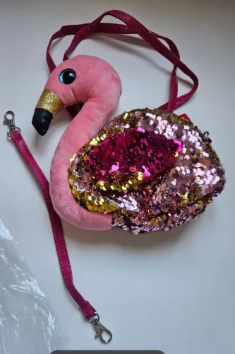 Bolsa pelúcia flamingo