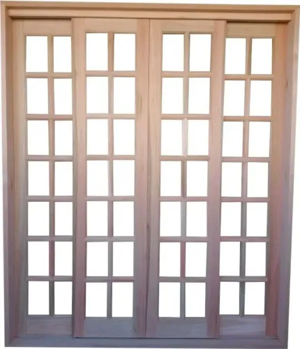 Porta de correr em madeira maciça de eucalipto