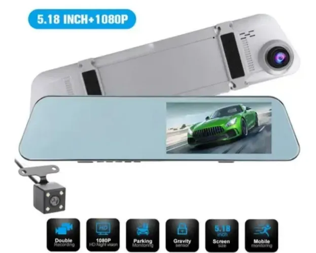 Retrovisor Drv Automotivo Câmera Rê Grava Videos