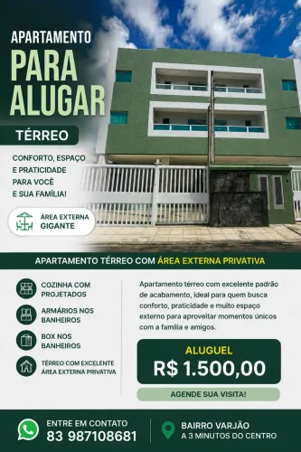 ALUGUEL AP TÉRREO COM ÁREA EXTERNA