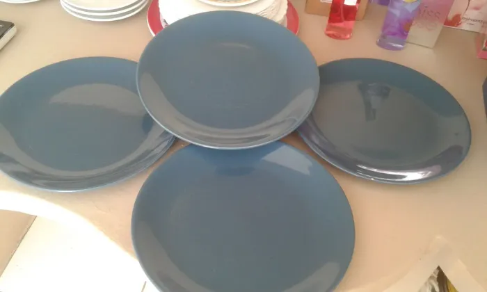 Pratos Azuis Grandes de Refeição