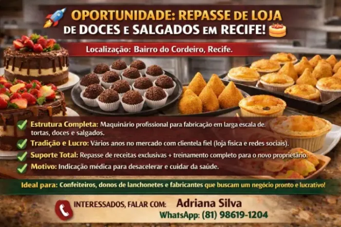 Repasse de loja de Doces e Salgados