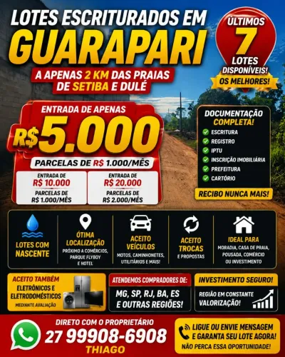 Lores Guarapari, perto da praia, ENTRADA DE APENAS R$ 5.000 PARCELAS DE R$ 1.000 POR MÊS