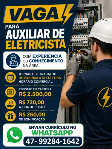 Vaga para auxiliar eletricista