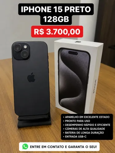 Celular / iPhone 15 preto 128gb