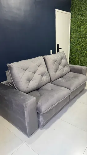 SOFA RETRATIL E RECLINAVEL CINZA 2,30m