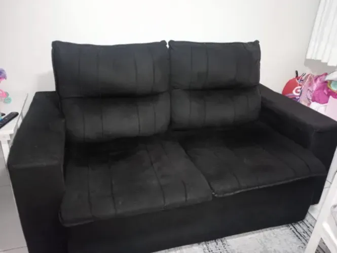 Sofá retrátil preto 1,80 largura