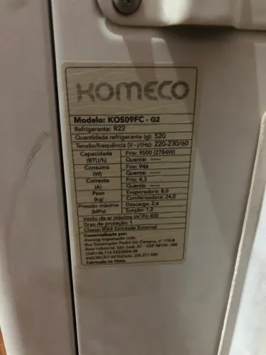 Ar Condicionado Split Komeco 9500 BTUs 220V - Usado em Ótimo Estado