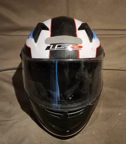 Capacete para Moto LS2 FF358 Stinger (Branco, Azul e Vermelho)