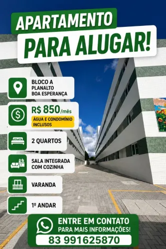 Apartamento para alugar com água e condomínio incluso!!