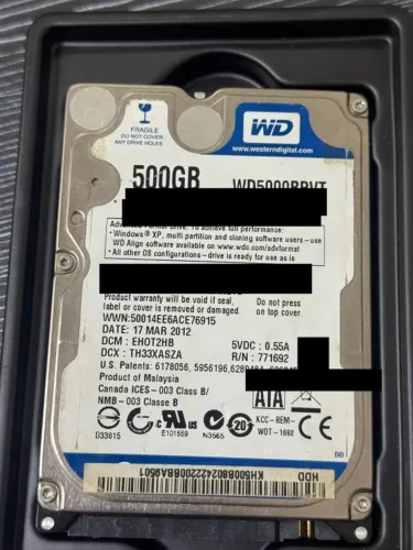 Vendo HD de Notebook WD Blue de 500GB, modelo WD5000BPVT.