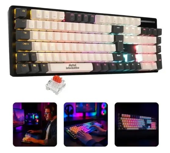 Teclado mecânico rgb gamer switch red anti ghosting
