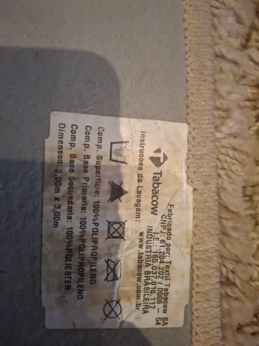 Tapete Tabacow 3 x 2 m felpudo bege seminovo 