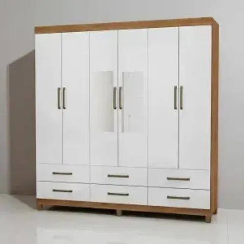 Guarda Roupa Dallas Cinamomo/Branco com Espelho