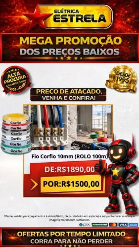 Fio Corfio 10mm Rolo 100m - Promoção Especial Elétrica Estrela
