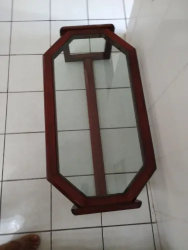 Mesa de centro madeira tampo de vidro