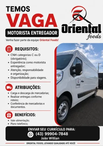 Contrata-se Motorista para Entregas