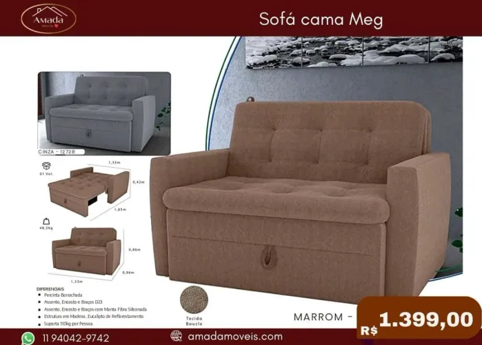 Sofá cama Meg - à pronta entrega 
