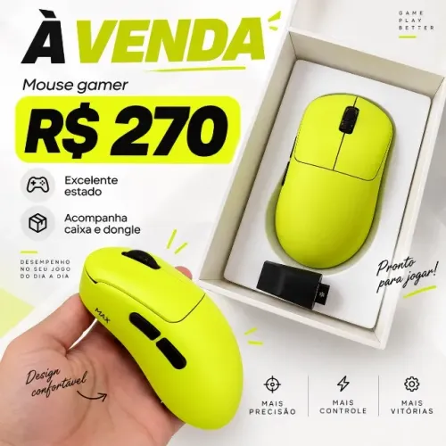 Mouse Rapoo VT3 Max Gen 2 8K Amarelo + Caixa Completo