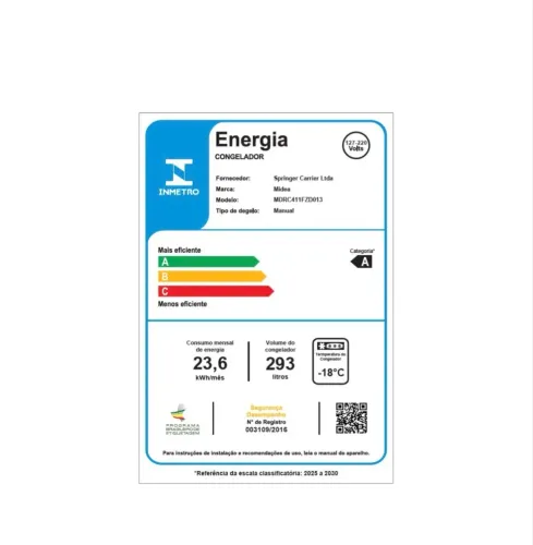 Freezer Horizontal 293L Inverter Bivolt Branco Midea 