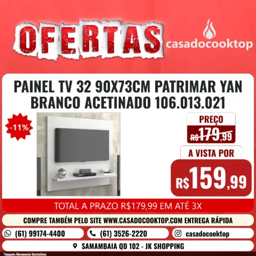PAINEL TV 32 90X73CM PATRIMAR YAN BRANCO ACETINADO 106.013.021