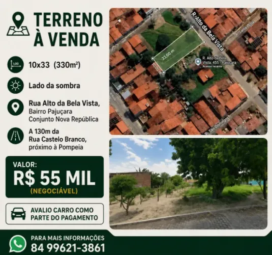 Vendo Terreno 10x33 (330m²) no Pajuçara.