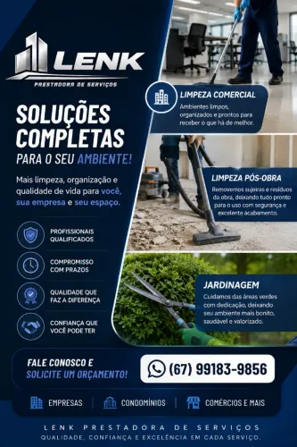 Limpeza Comercial, Pós-Obra e Jardinagem