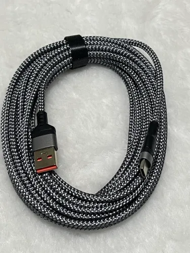 Cabo USB A para Tipo C 5m Nylon Reforçado para Samsung Xiaomi Motorola