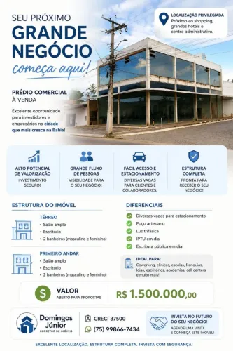 Prédio Comercial à Venda - Excelente Localização em Feira de Santana/BA